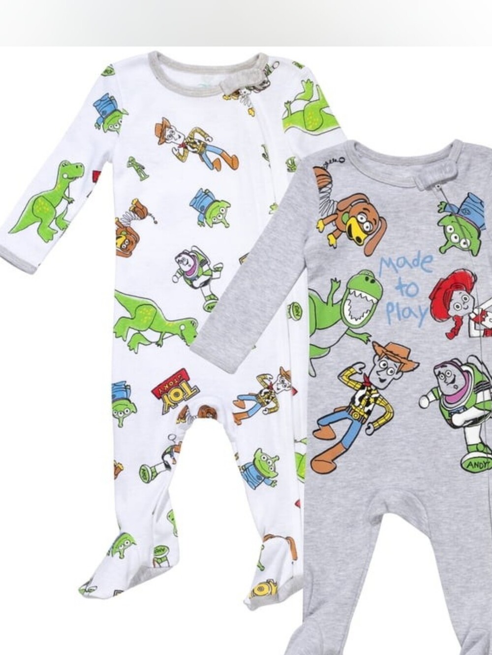 Disney Baby | Toy Story | Footed Pajamas Sleep Set of 2 | Gray & White